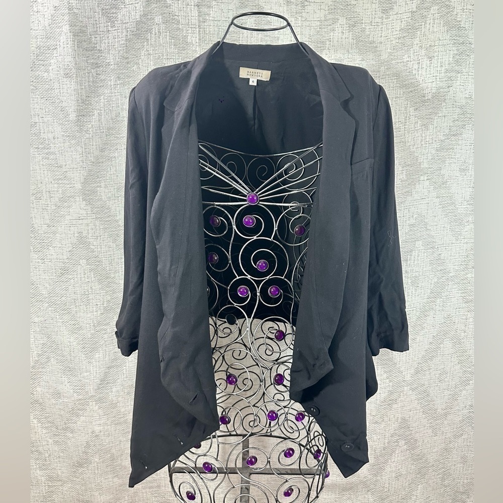 Barneys New York black waterfall blazer with buttons size 6